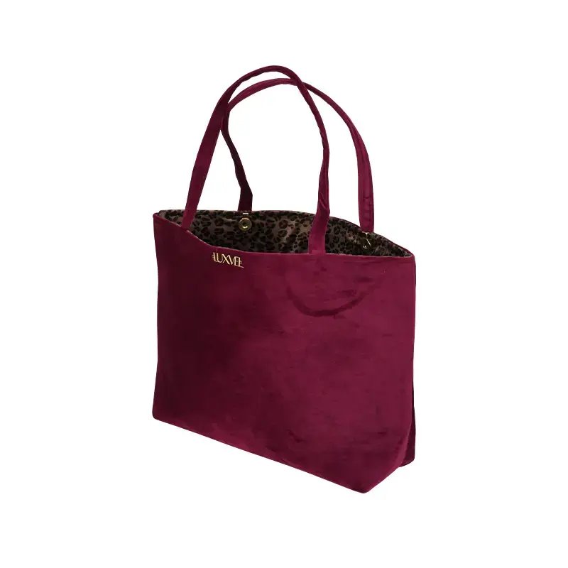Ditone Total Tote 20 Inches in Wine with Cheetah Print