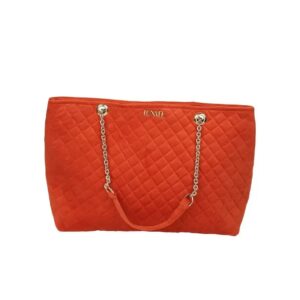 Quilted Total Tote in Blood Orange